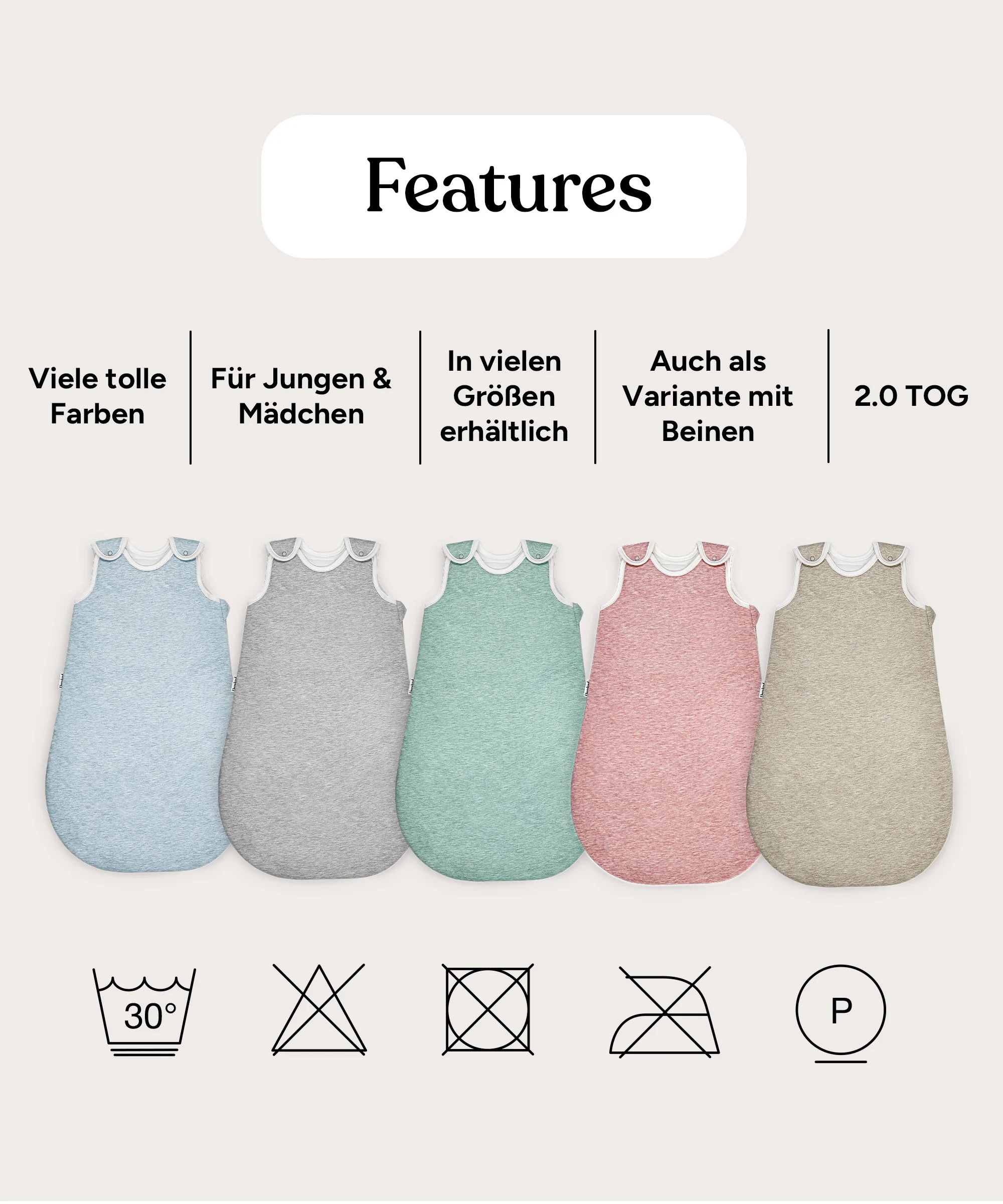 Babyschlafsack  |  ganzjährig  |  Wollfüllung - Image 7