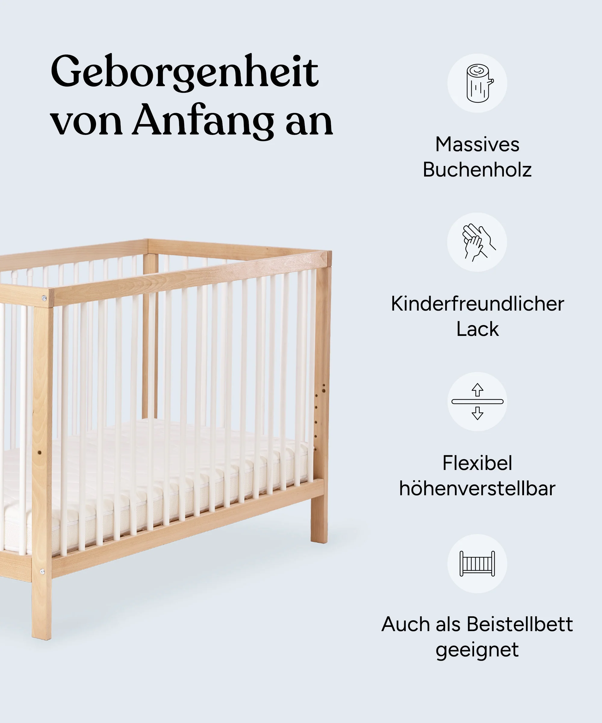 Babybett Pur | Natur-Weiß - Image 4
