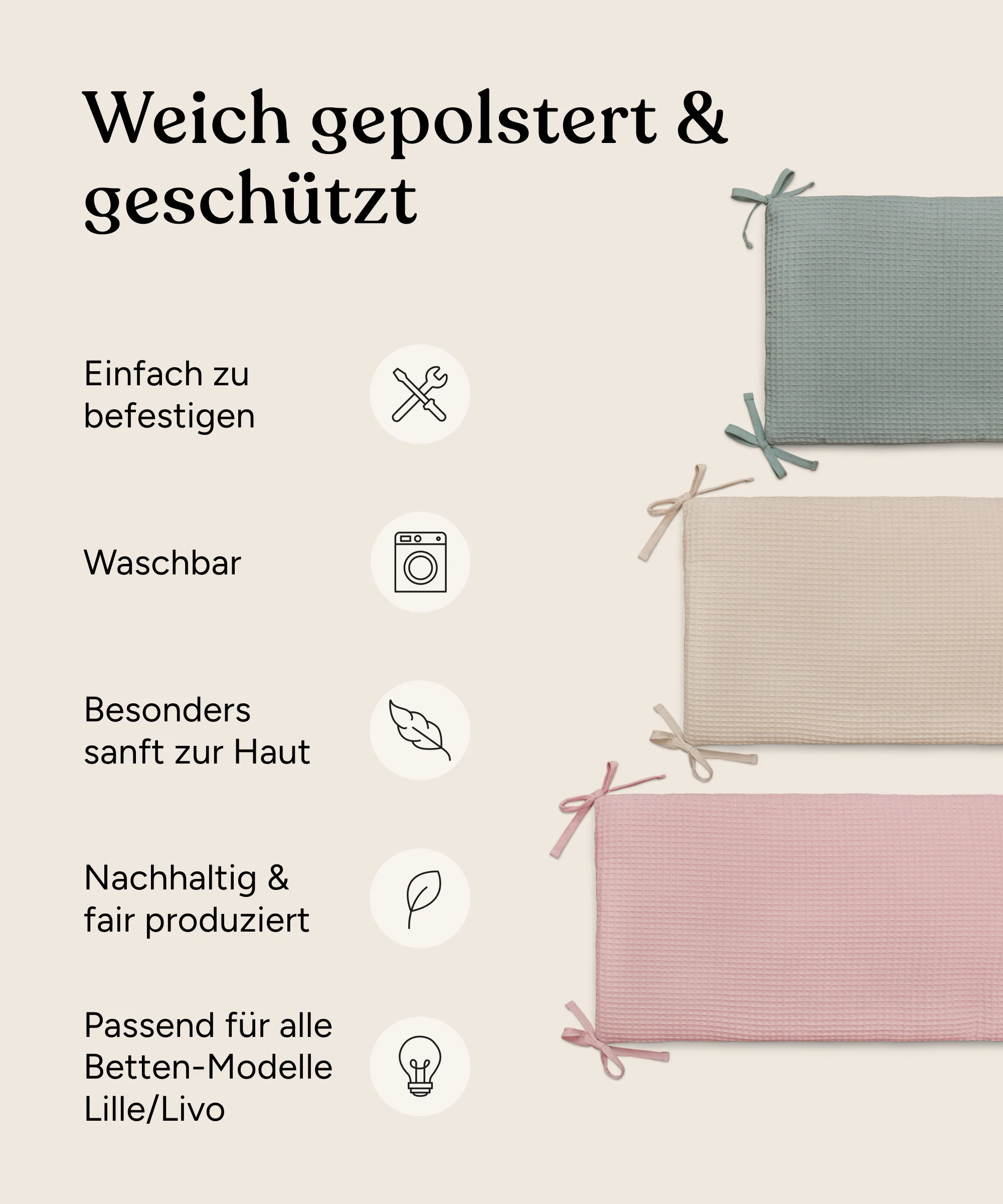 Bettumrandung  |  für Kinderbett  |  Waffelpiqué - Image 3
