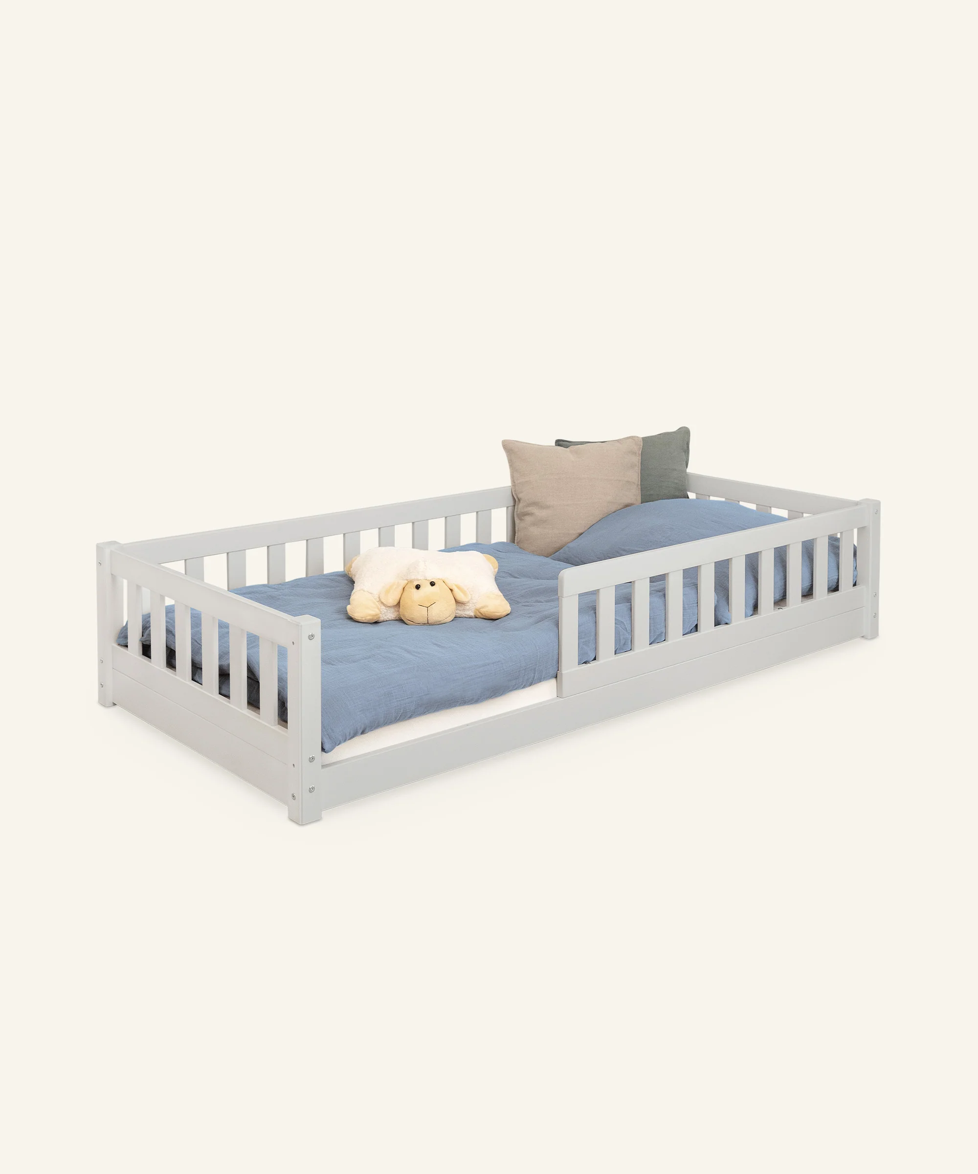 Bodenbett Lille  |  Kiefer Hellgrau