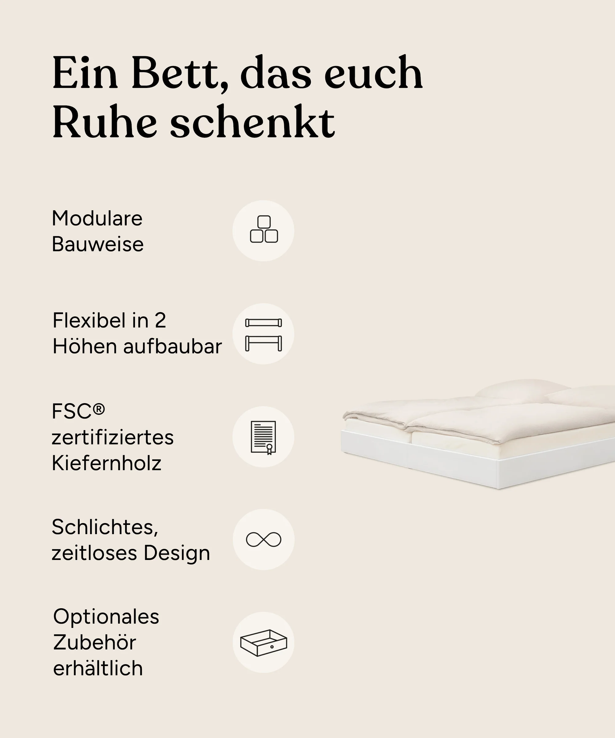 Doppelbett Plano | Kiefer Natur | 180 × 200 cm - Image 3