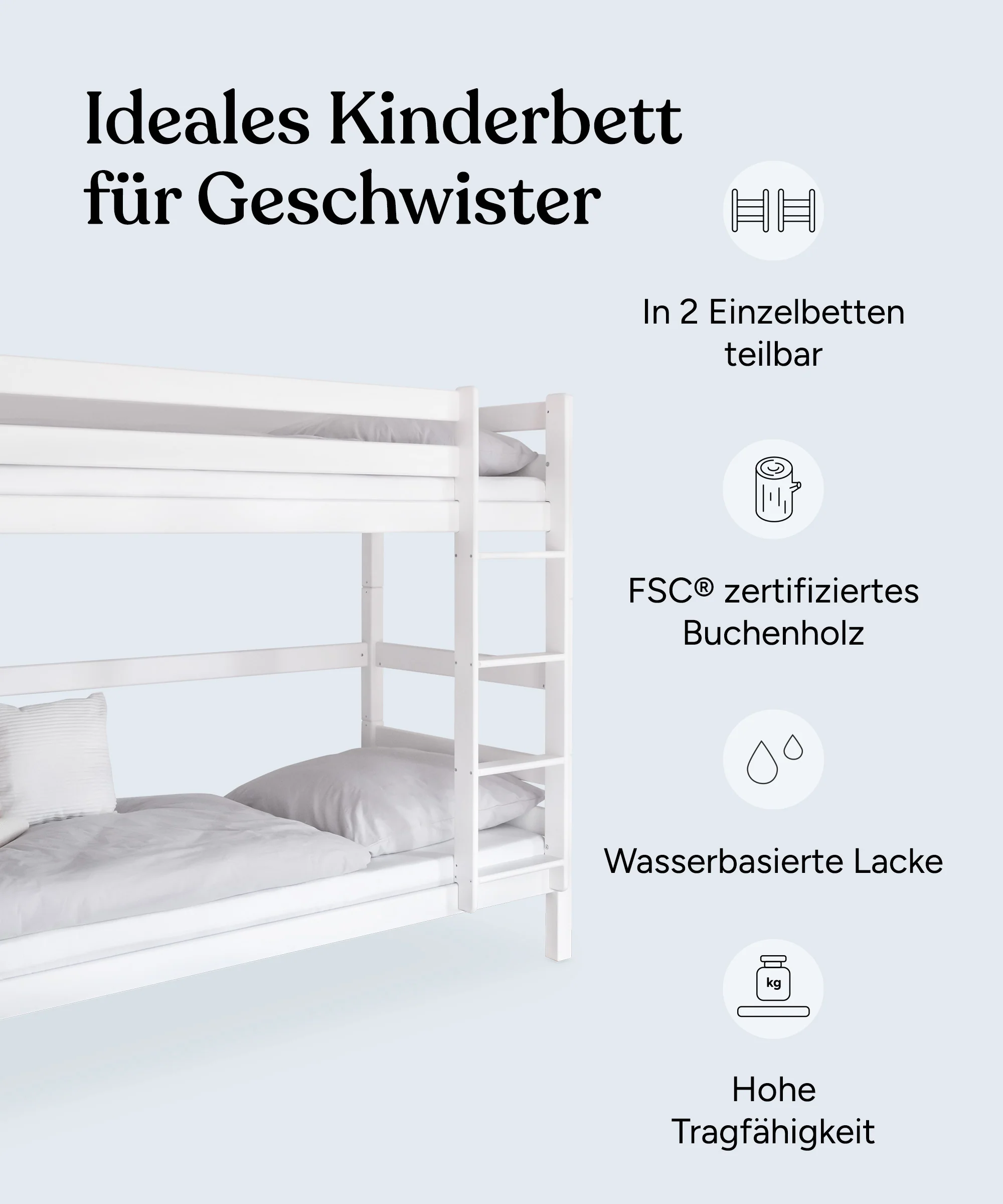 Etagenbett Hoch | Buche Weiß - Image 5