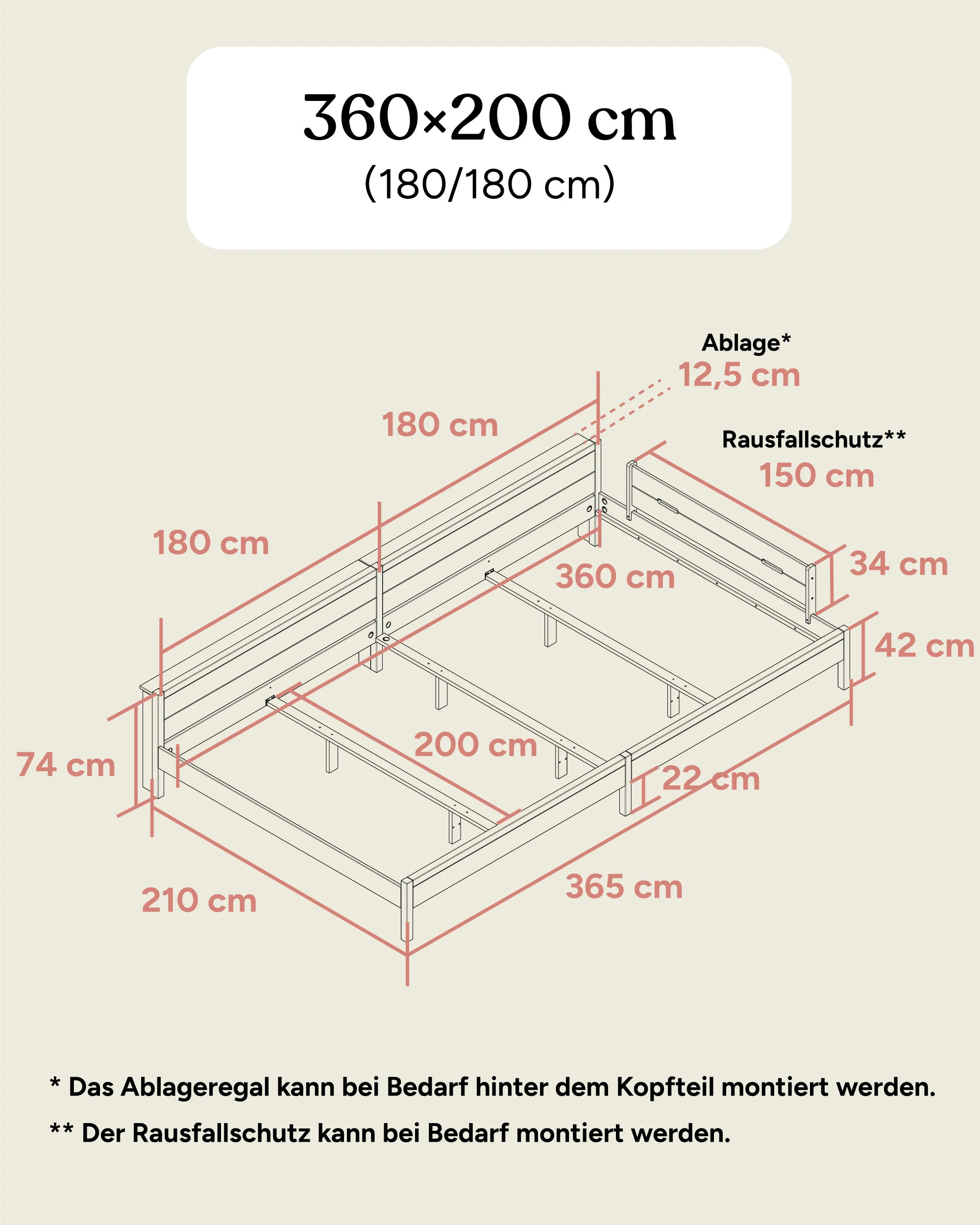 Familienbett | Esche | 360 × 200 cm - Image 9