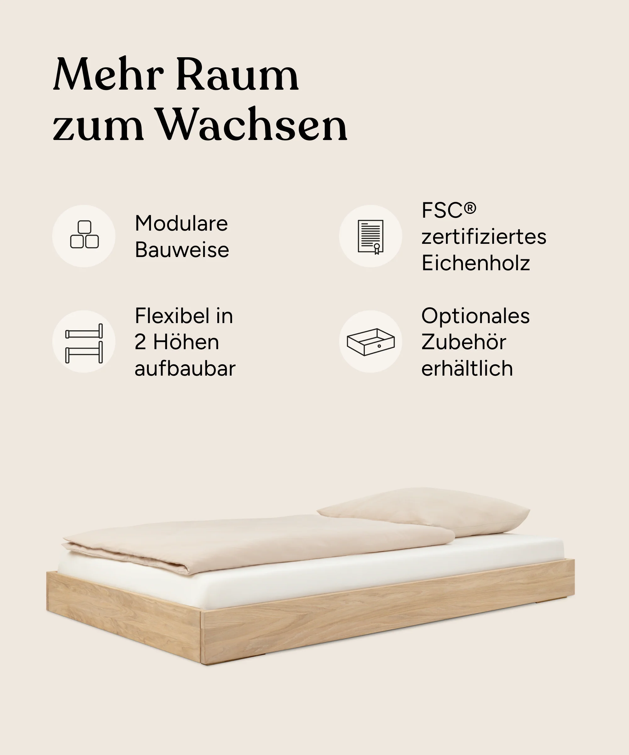 Jugendbett Plano | Eiche | 140 × 200 cm - Image 3