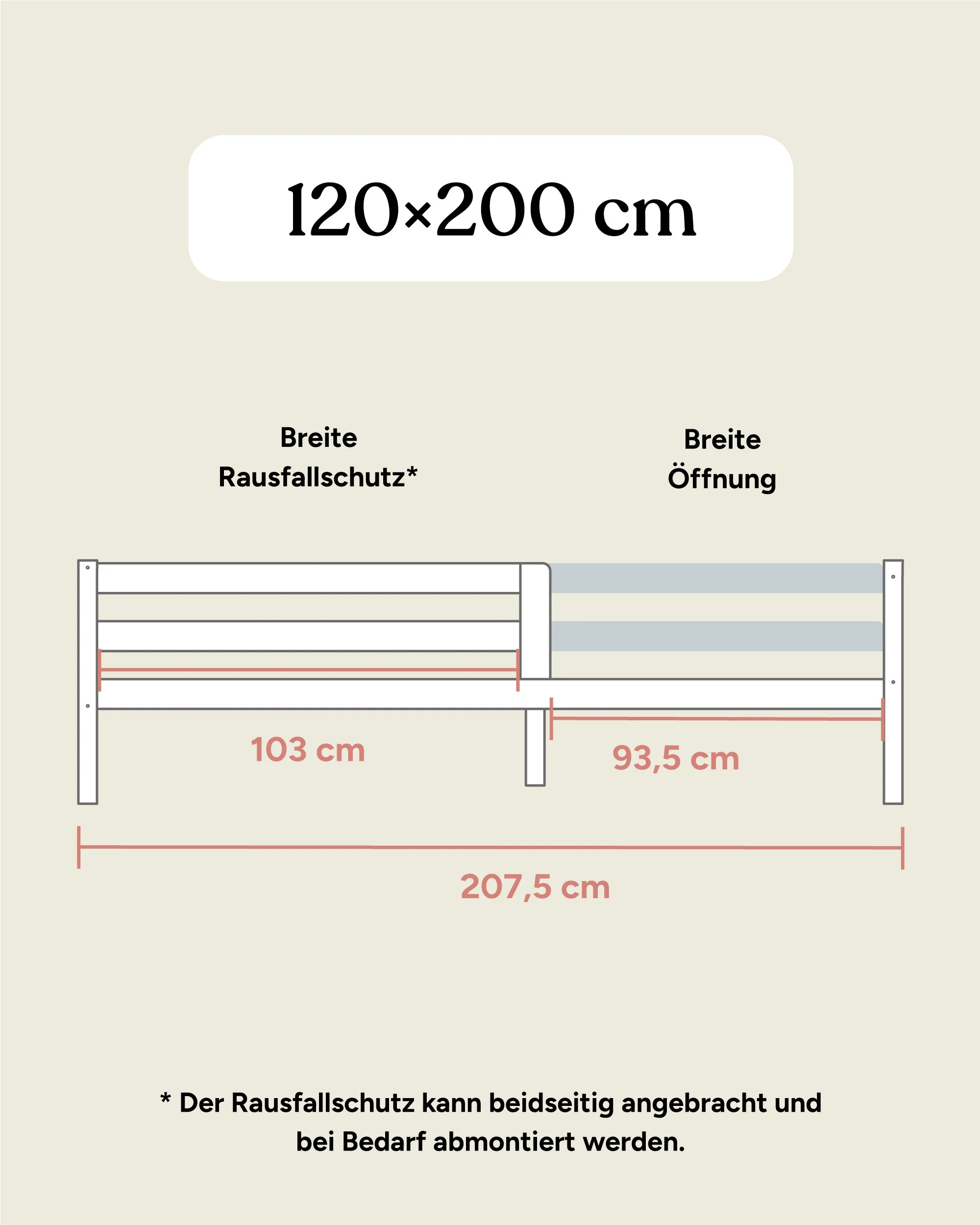 Kinderbett Sona  |  Kiefer Grau  |  120 × 200 cm - Image 4