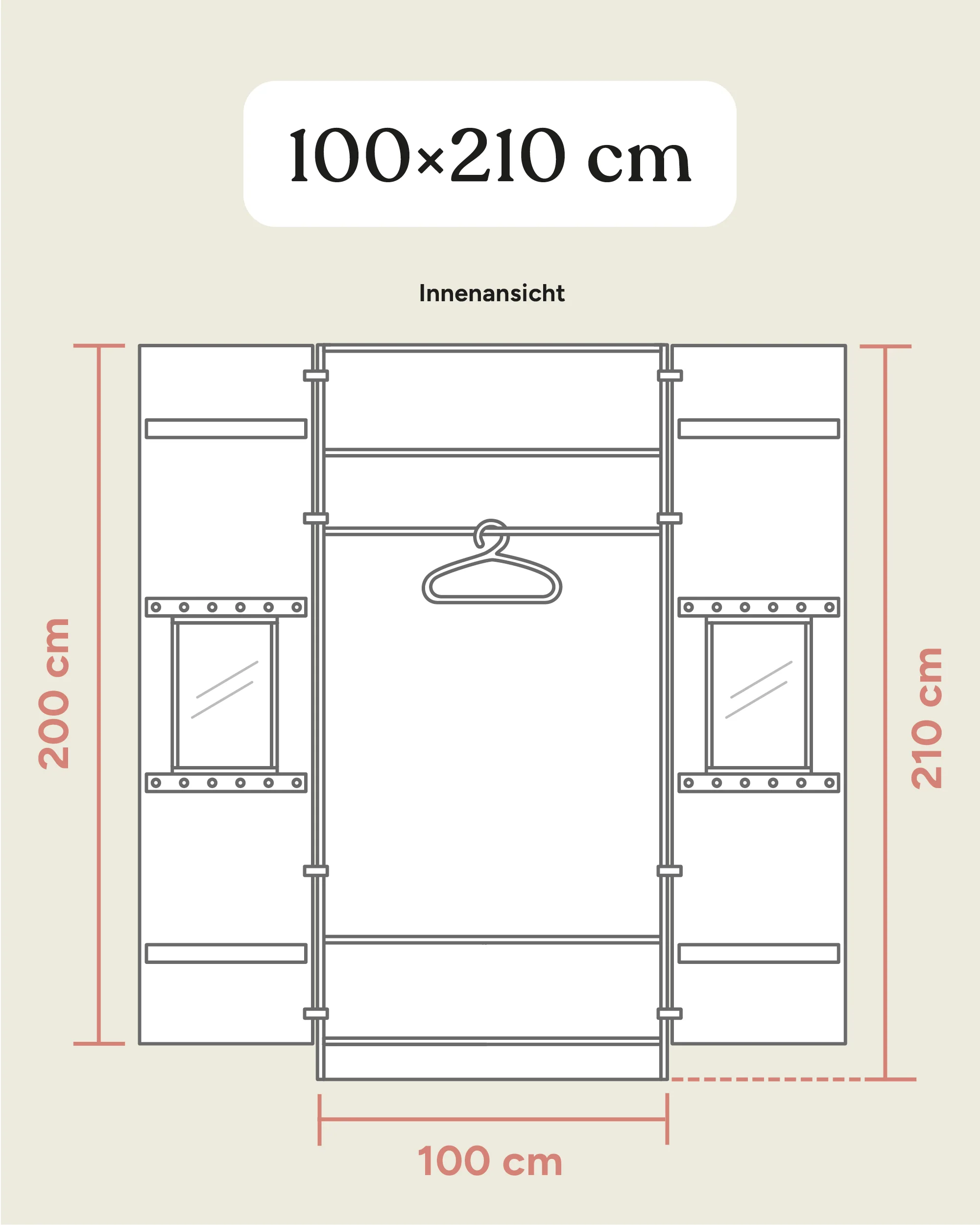Kleiderschrank Linia 100 cm | Kiefer Natur - Image 16