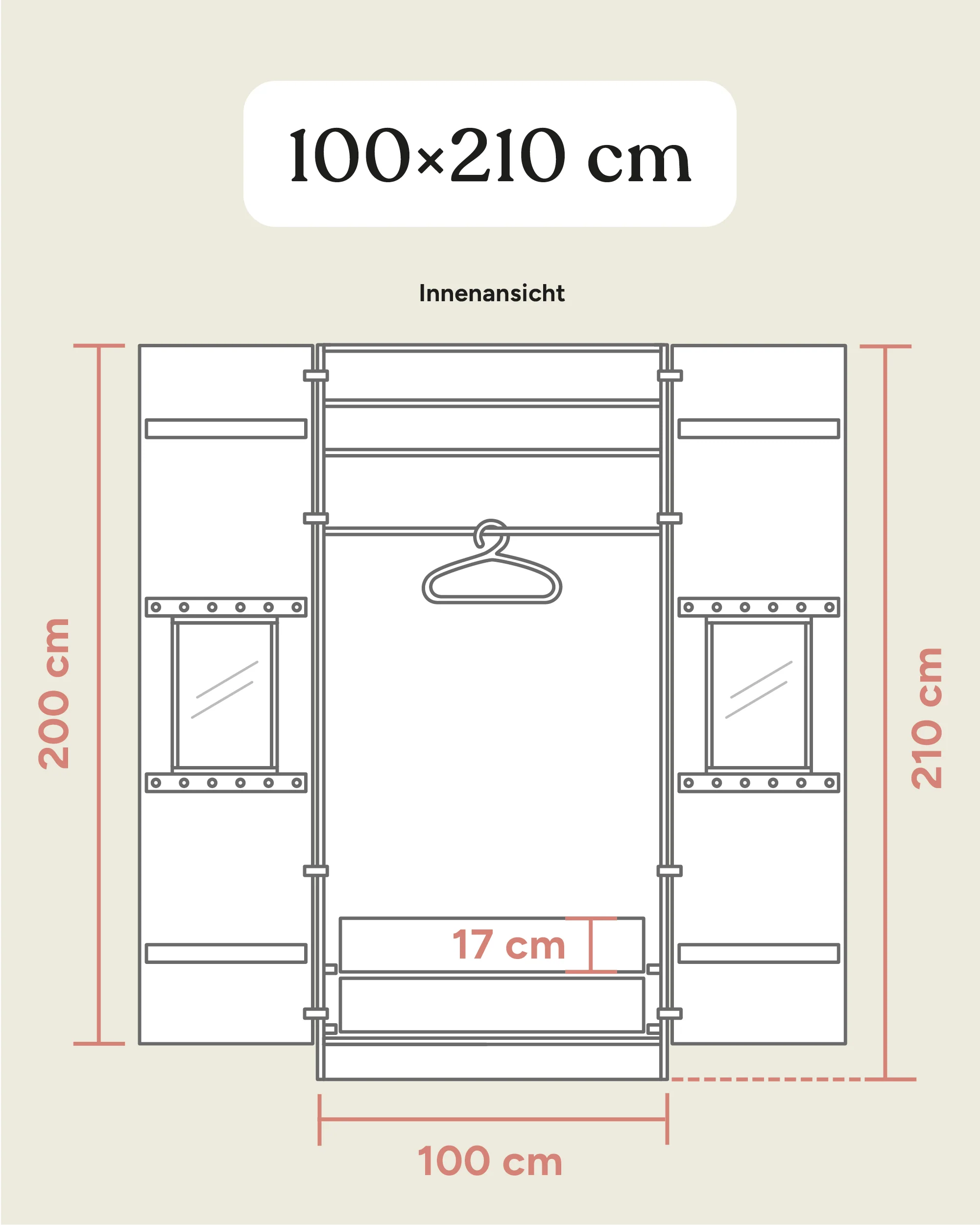 Kleiderschrank Linia 100 cm | Kiefer Natur - Image 17