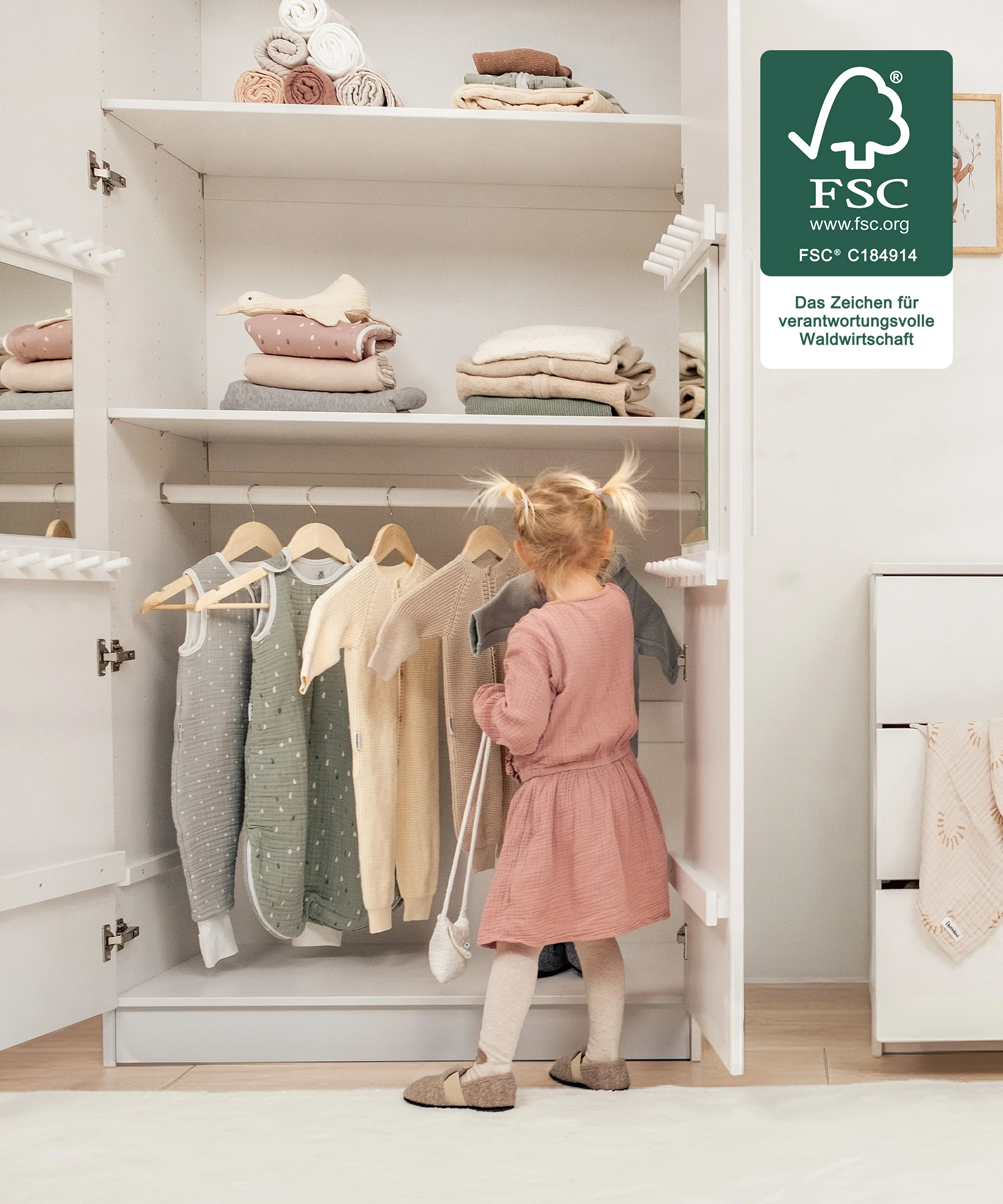 Kleiderschrank Linia 100 cm | Kiefer Natur - Image 5