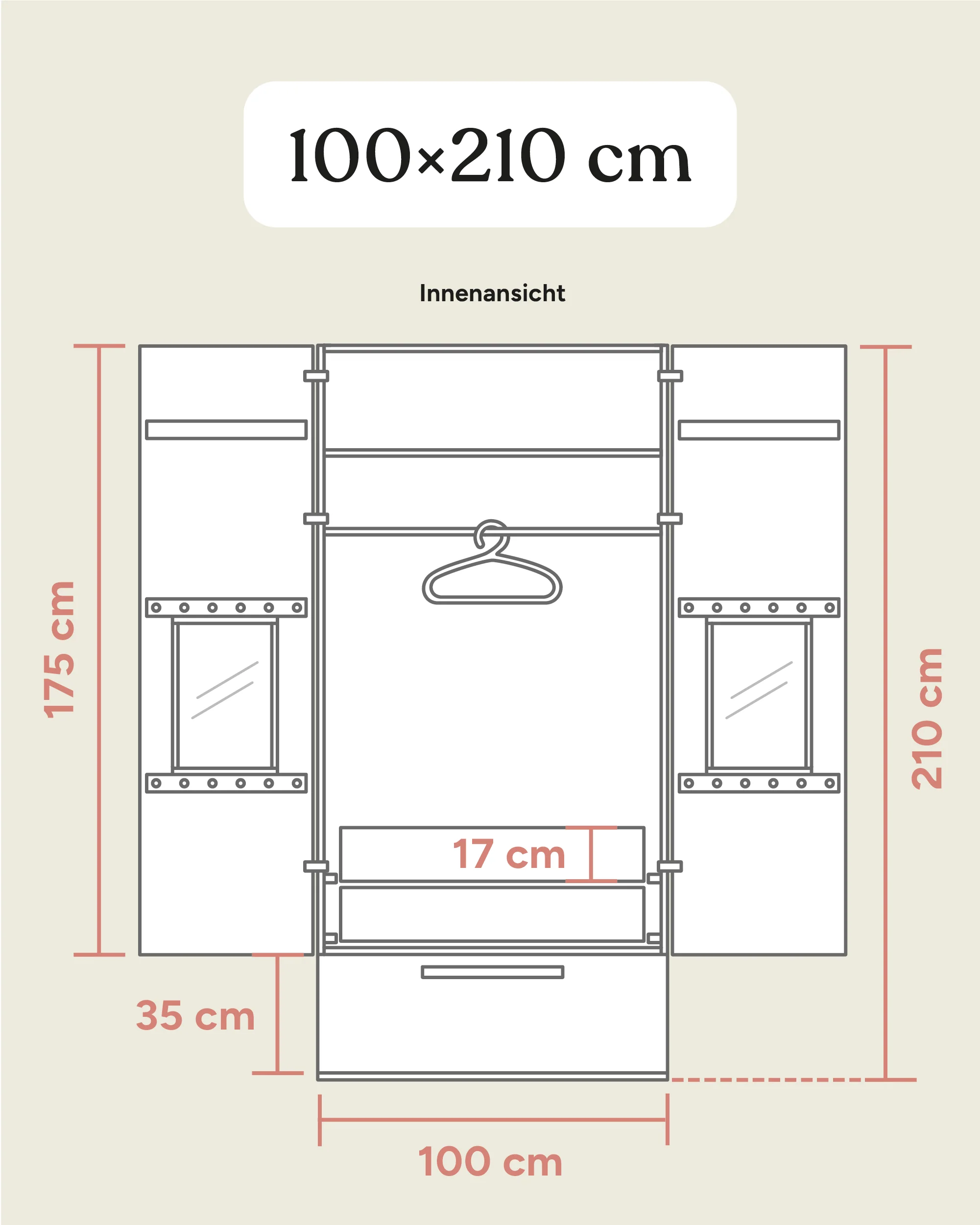 Kleiderschrank Linia mit Rollschublade | Kiefer Natur | 100 cm - Image 18