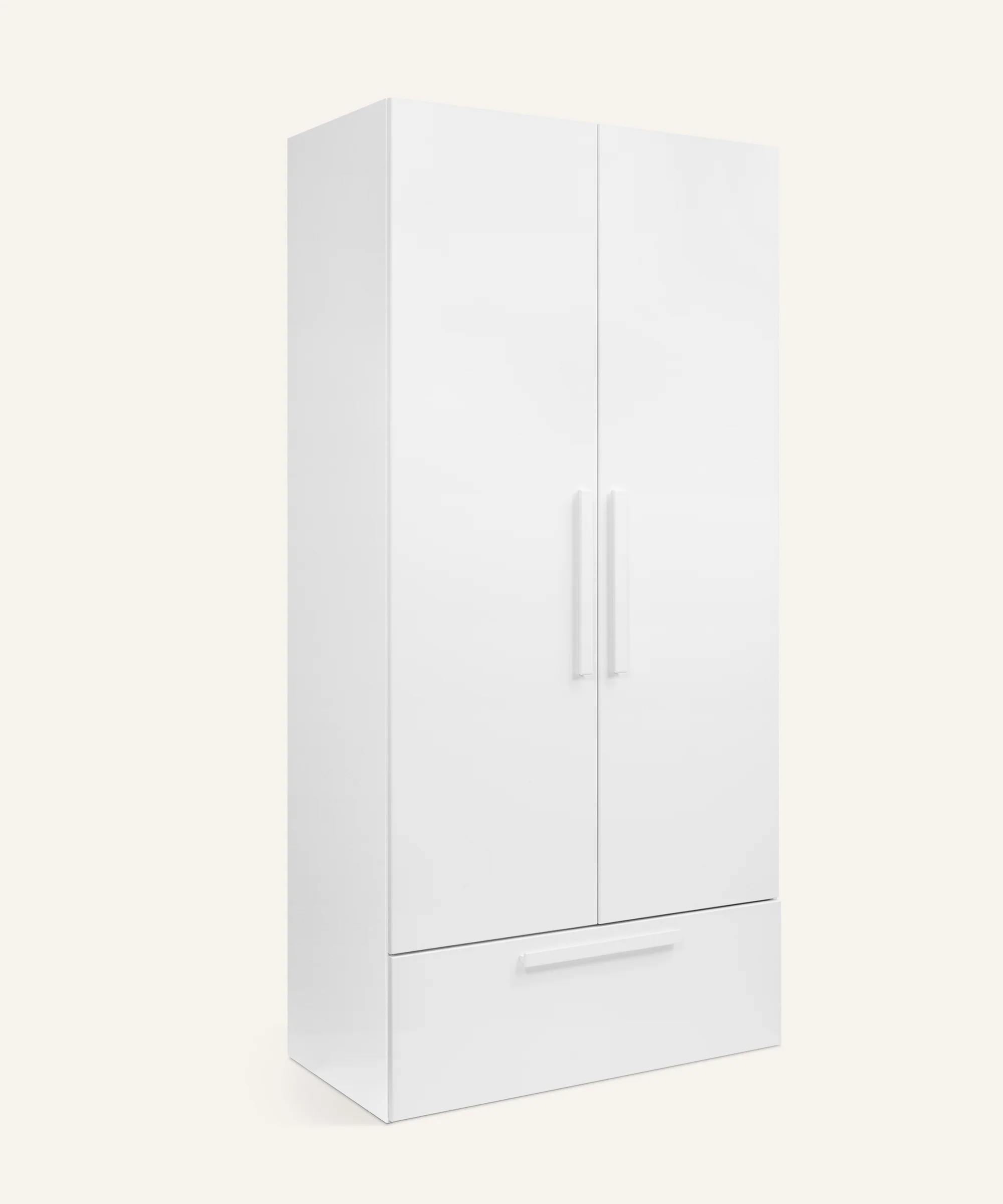 Kleiderschrank Linia mit Rollschublade | Kiefer Weiß | 100 cm
