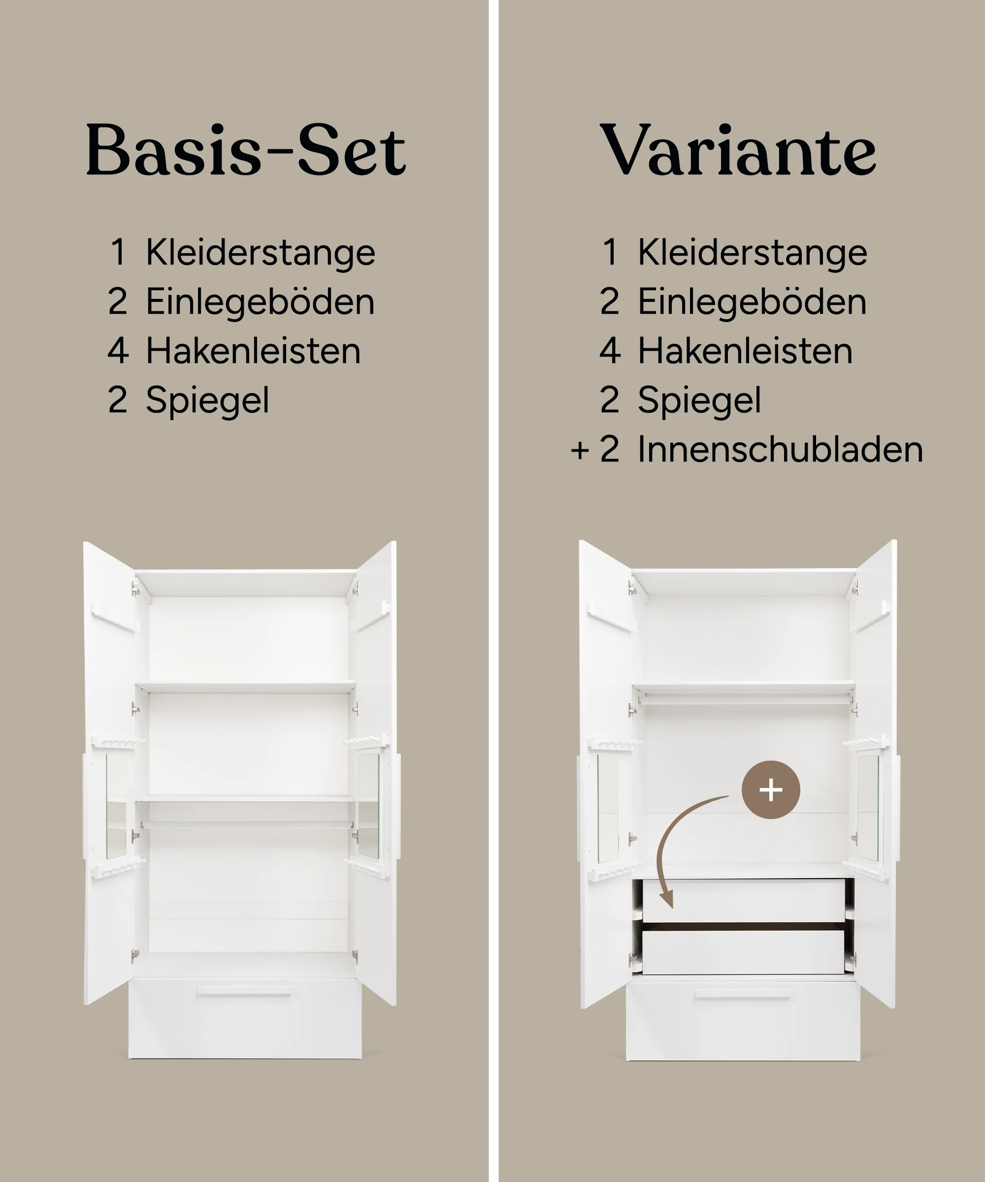 Kleiderschrank Linia mit Rollschublade | Kiefer Weiß | 100 cm - Image 2