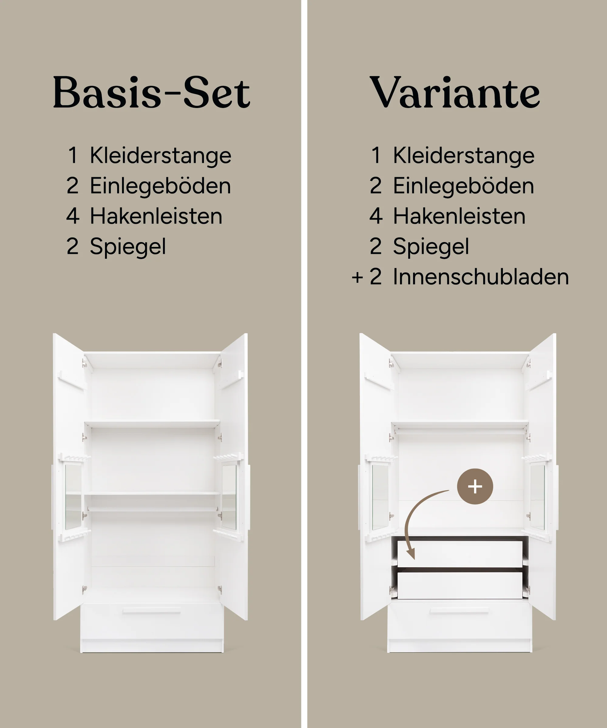 Kleiderschrank Linia mit Schublade | Kiefer Weiß | 100 cm - Image 2