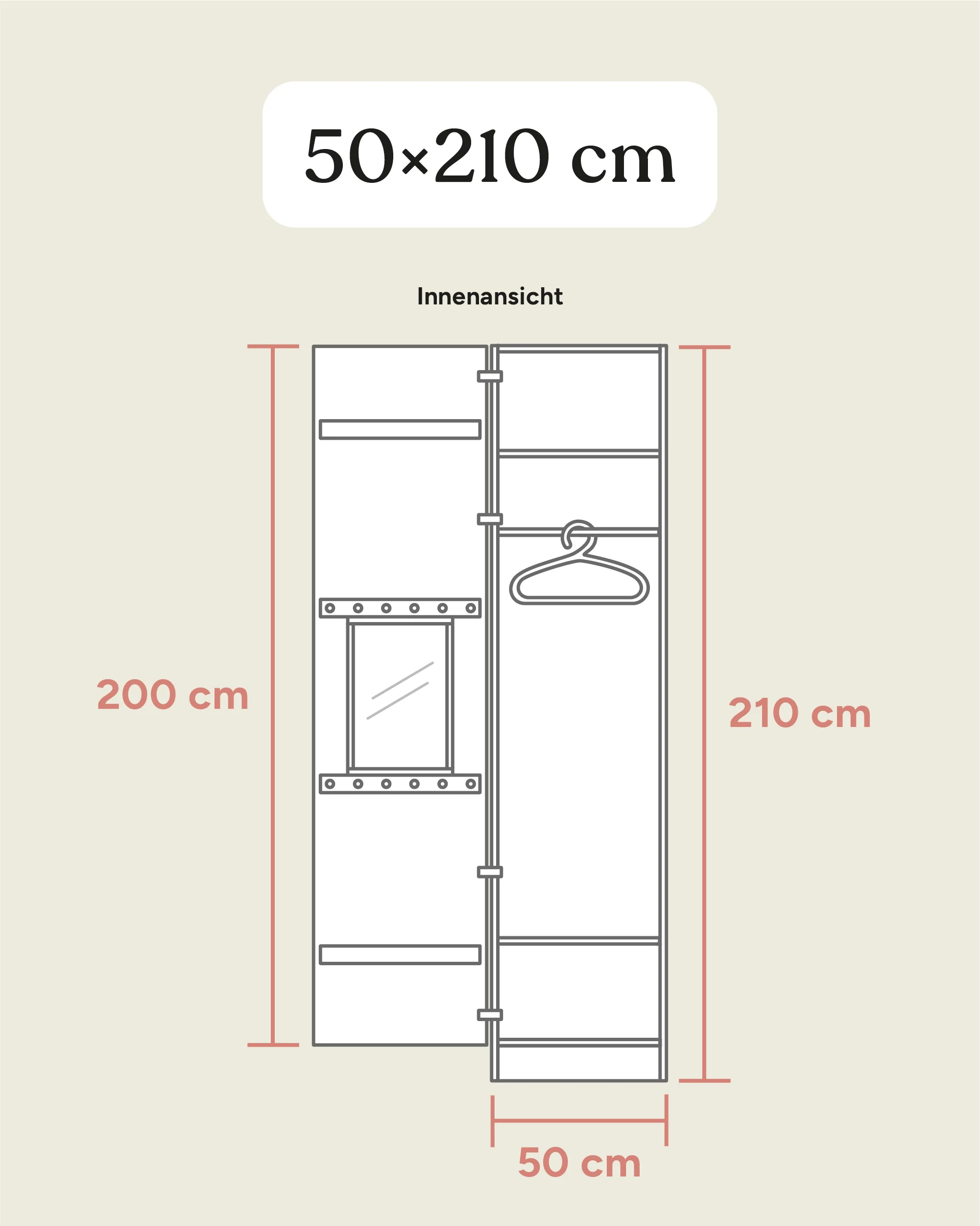 Kleiderschrank Linia 50 cm | Kiefer Natur - Image 14