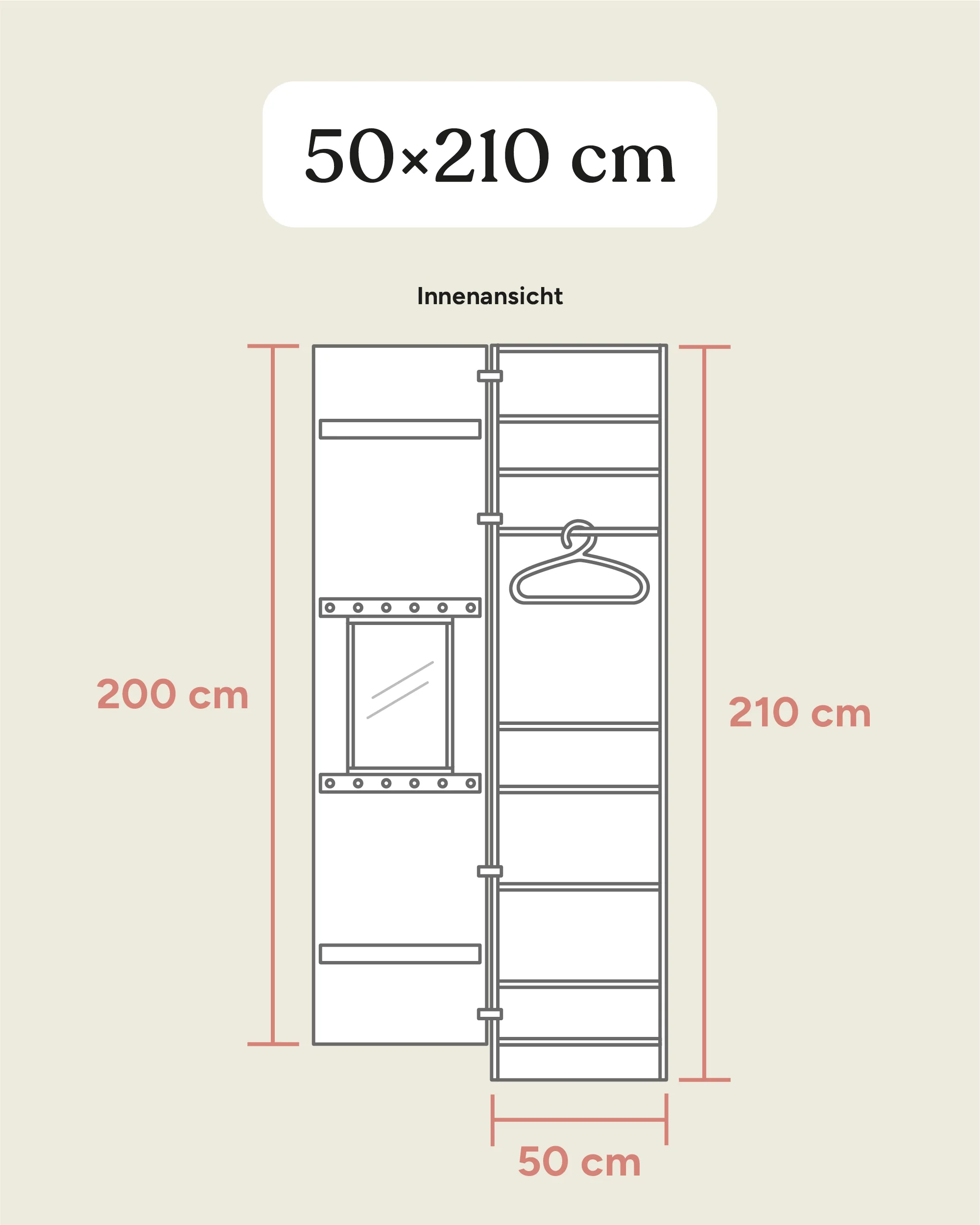 Kleiderschrank Linia 50 cm | Kiefer Natur - Image 15