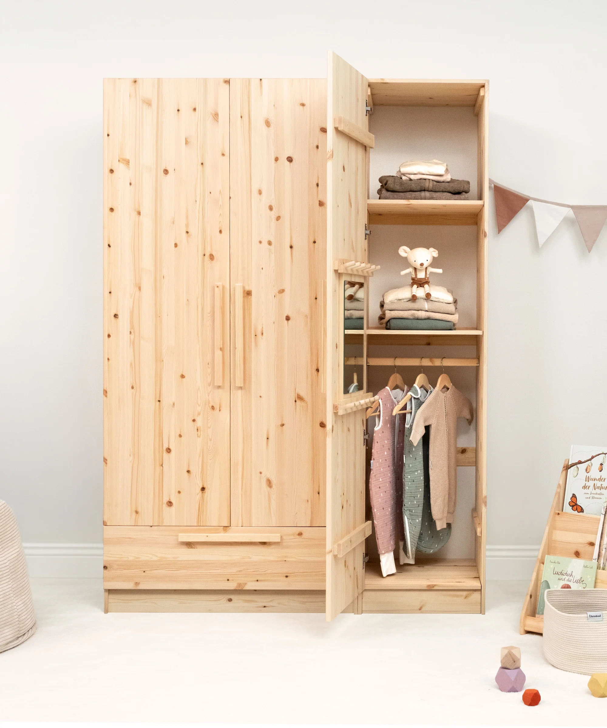 Kleiderschrank Linia 50 cm | Kiefer Natur - Image 3