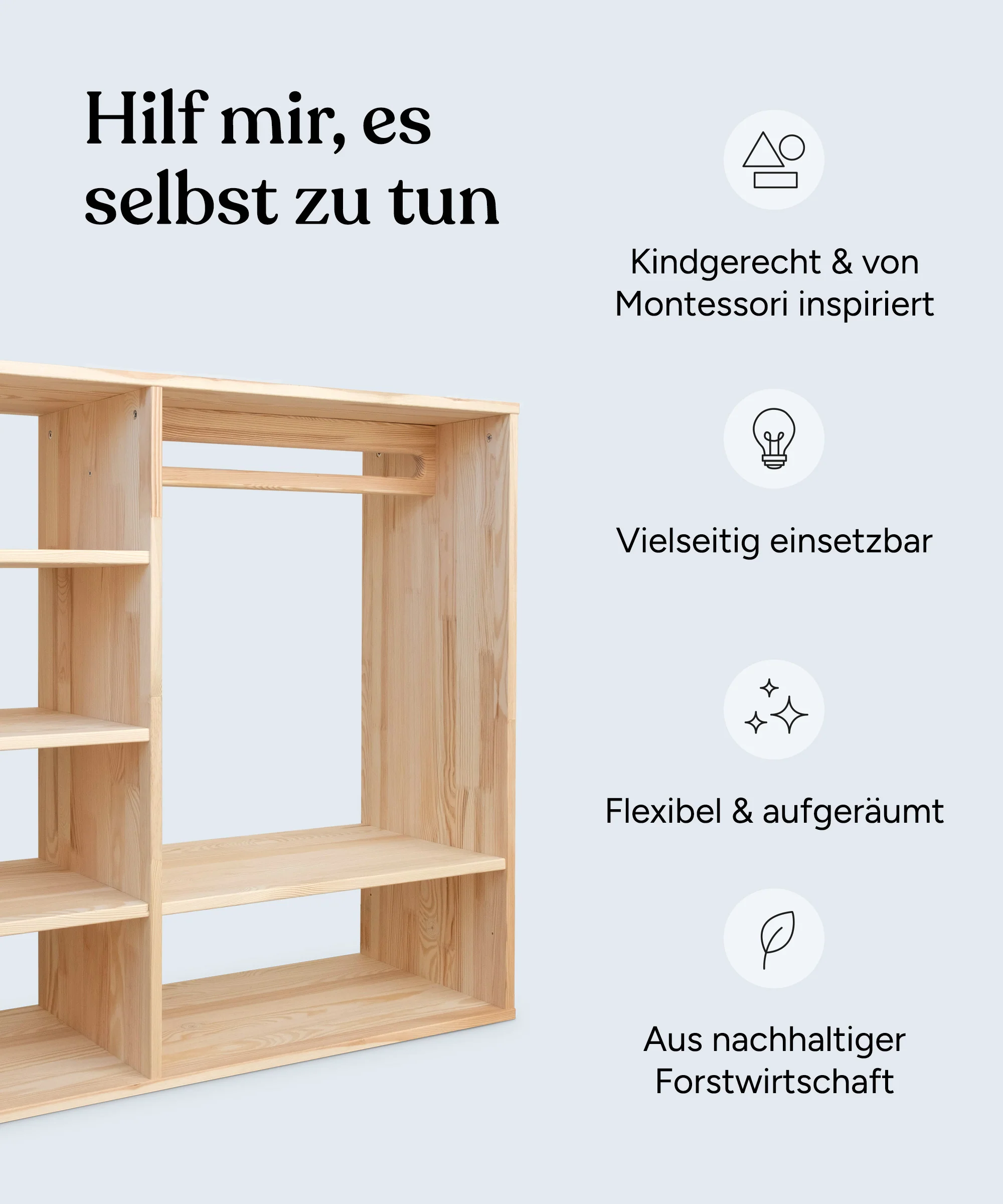 Montessori-Kleiderschrank (B-Ware)  |  Kiefer - Image 4